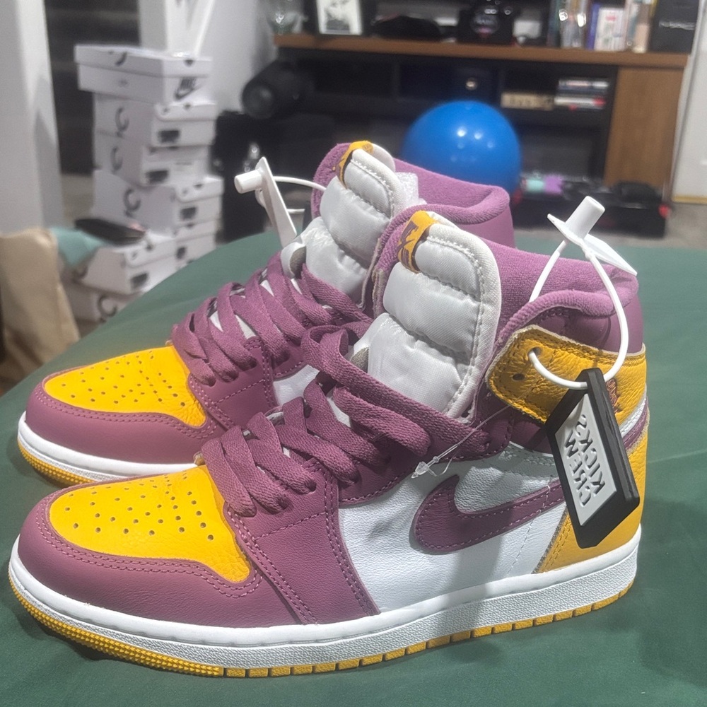 Nike Women’s High Top Sneakers in Purple, Yellow, White